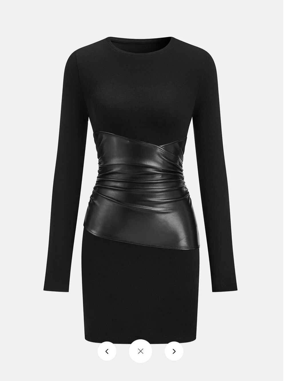 NWT Commense PU Leather Panel Long Sleeve Knit Dress Sz M